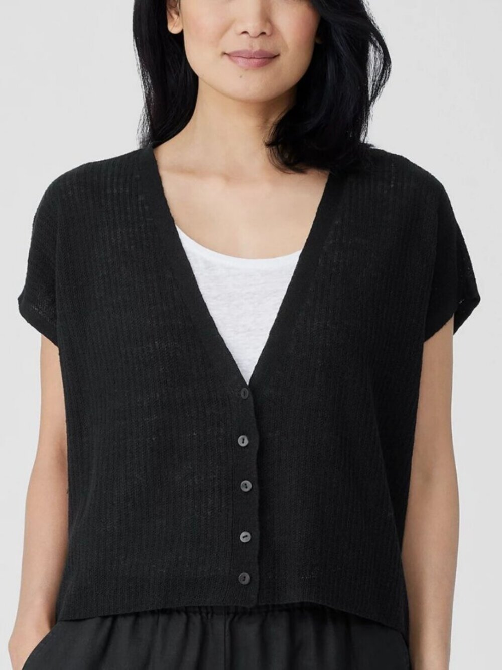 Eileen Fisher Short Sleeve Organic Linen/Cotton Boxy Fit Vest, M, NWOT